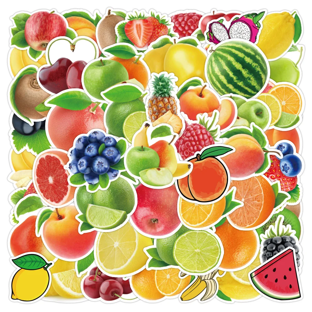 50/100 Stück verschiedene Obst- und Gemüseaufkleber, wasserfest, abnehmbar, Trolley-Koffer, Notebook, Roller, Telefon, Laptop, Schreibwarenaufkleber