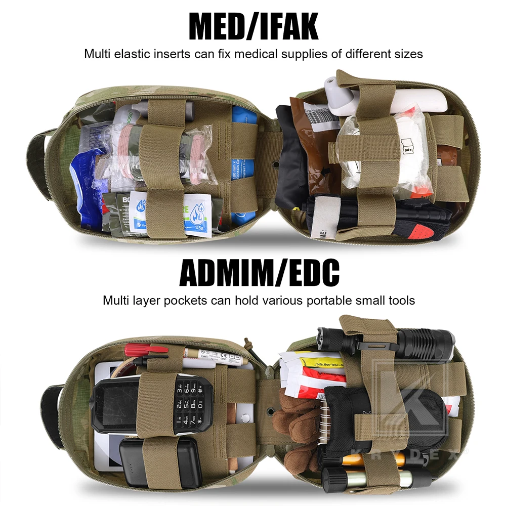 KRYDEX Tactial Large IFAK Medical Pouch Rip Away Pack Quick Release MOLLE Outdoor Emergency First Aid Kit Waist Bag Trauma Pouch