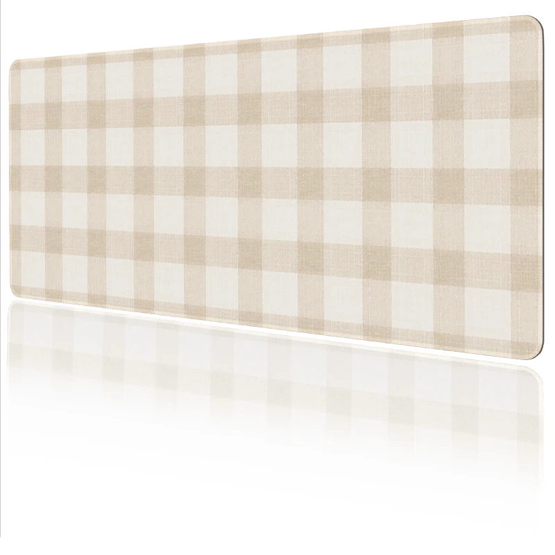 Podkładka pod mysz w beżową kratę, gamingowa, z nadrukiem na zamówienie, HD, nowa, personalizowana, domowa podkładka pod mysz XXL, antypoślizgowa, z naturalnej gumy, do biura. — zdjęcie produktu 7