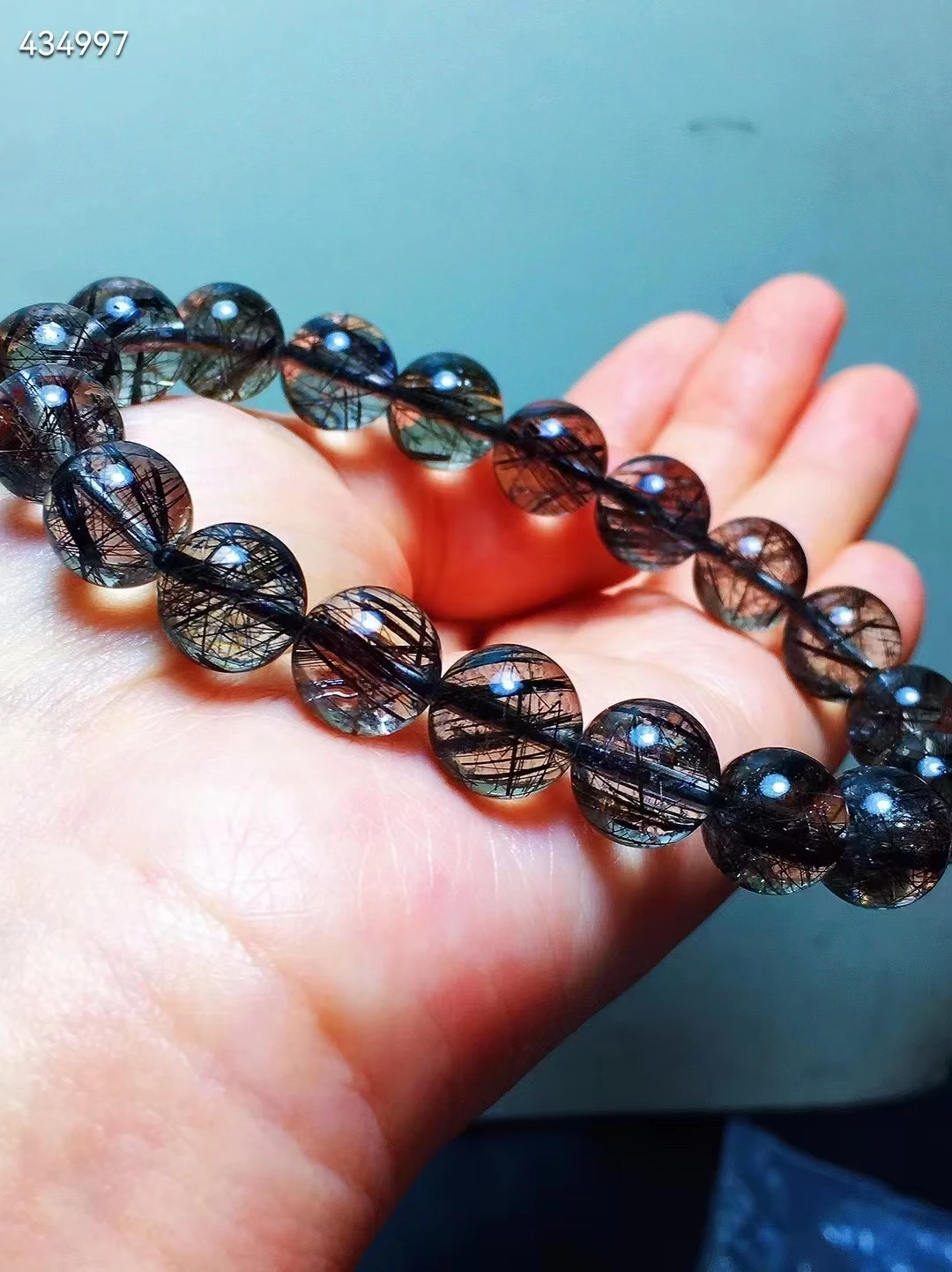 10mm Natural Black Rutilated Quartz Beads Bracelet Brazil Women Men Clear Round Beads Rare Wealthy Bangle AAAAAAA