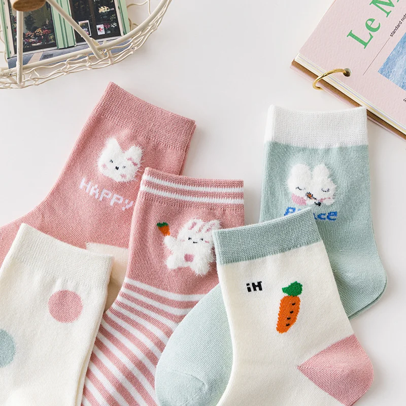 Kids Little Girls Socks Spring Baby Cotton Socks Children Girl Cartoon Love Pattern. 8 Pairs Socks In Summer