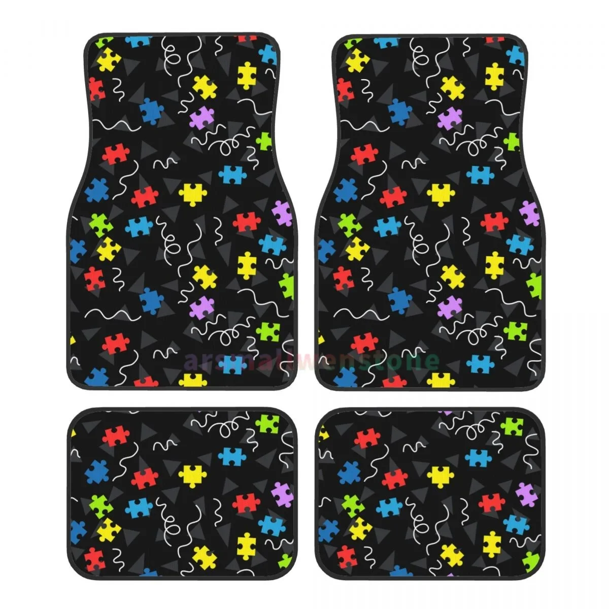 Puzzle Piece 4PCS Crystal Velvet Women's Car Floor Mat, Anti Fouling Car Floor Mat Car Interior Accessories