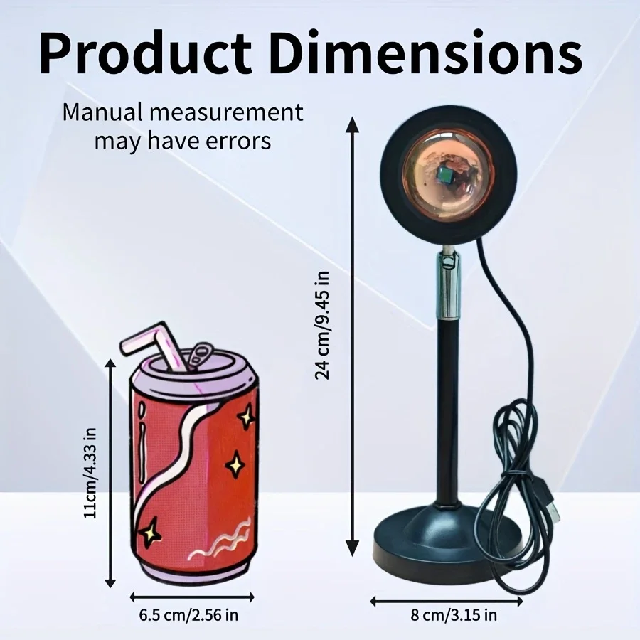 โปรเจคเตอร์โคมไฟพระอาทิตย์ตก 1 ชิ้น, โคมไฟโปรเจคเตอร์แบบชาร์จ USB ไฟ LED, โคมไฟพระอาทิตย์ตกสุดโรแมนติก โคมไฟสำหรับถ่ายทอดสด, โคมไฟสร้างบรรยากาศโรแมนติกในบ้าน