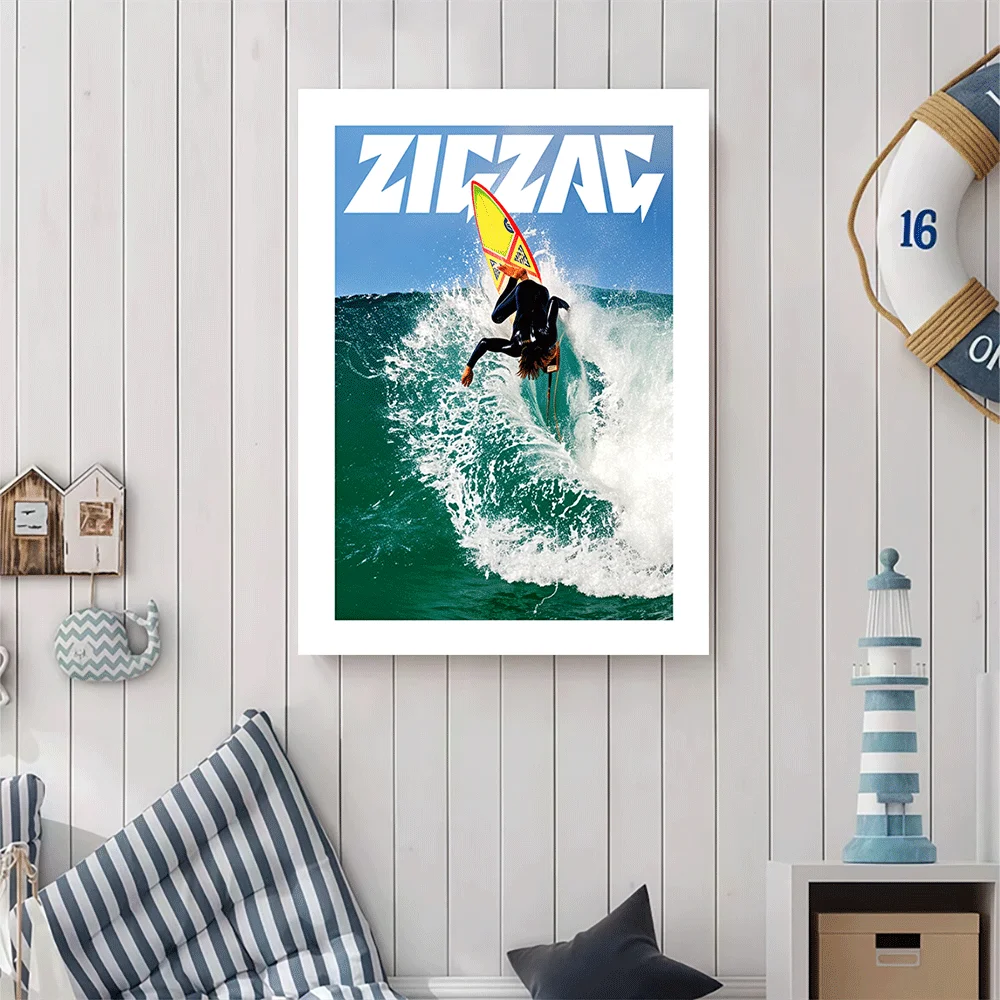 1PC-Canvas poster Unframed  Zigzag Surfing Poster Ocean Wave Action Art Print  summer