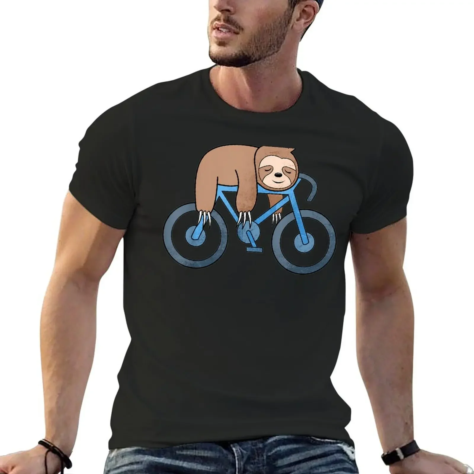 Sloth Cycling Team Slow Biking Spirit Animal Travel Sloth T-Shirt vintage quick drying mens cotton t shirts