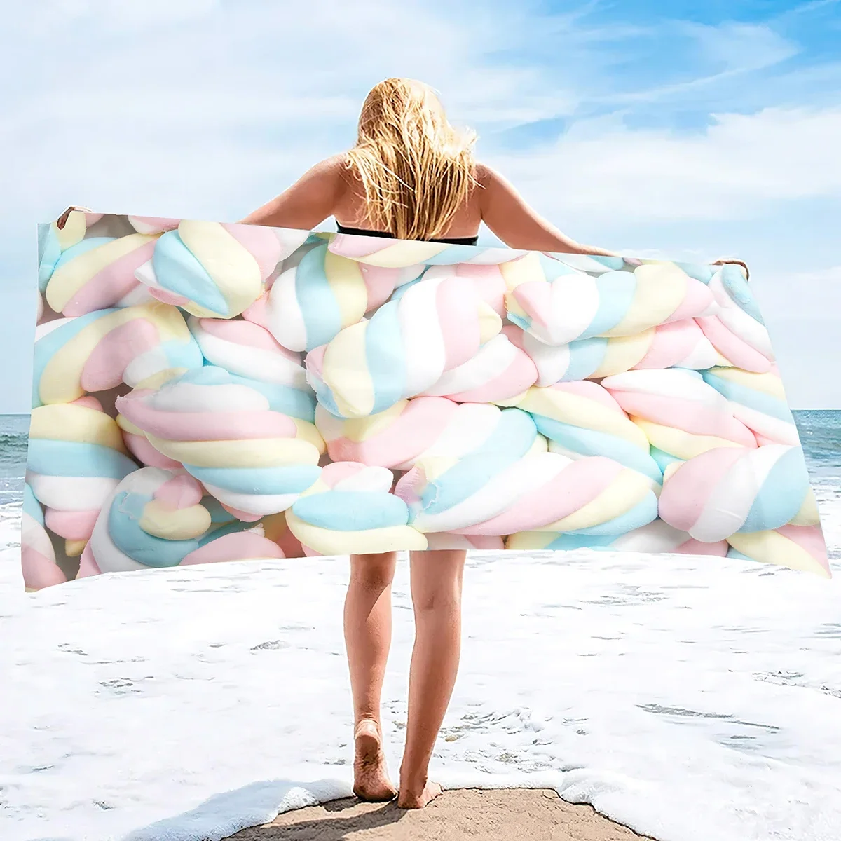 Пляжное полотенце Candy с сахарным принтом, быстросохнущее полотенце, пляжное полотенце с защитой от песка, впитывающие пляжные аксессуары