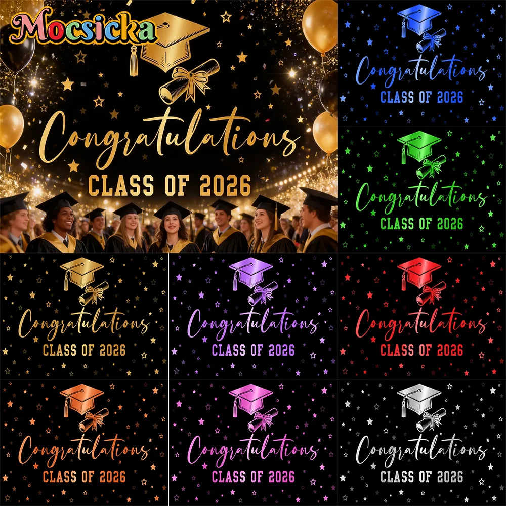 Mocsicka Photography Backdrop Celebrate 2026 Graduation Season Decoration Boy Girl Portrait Photo Backgrounds For Photographs