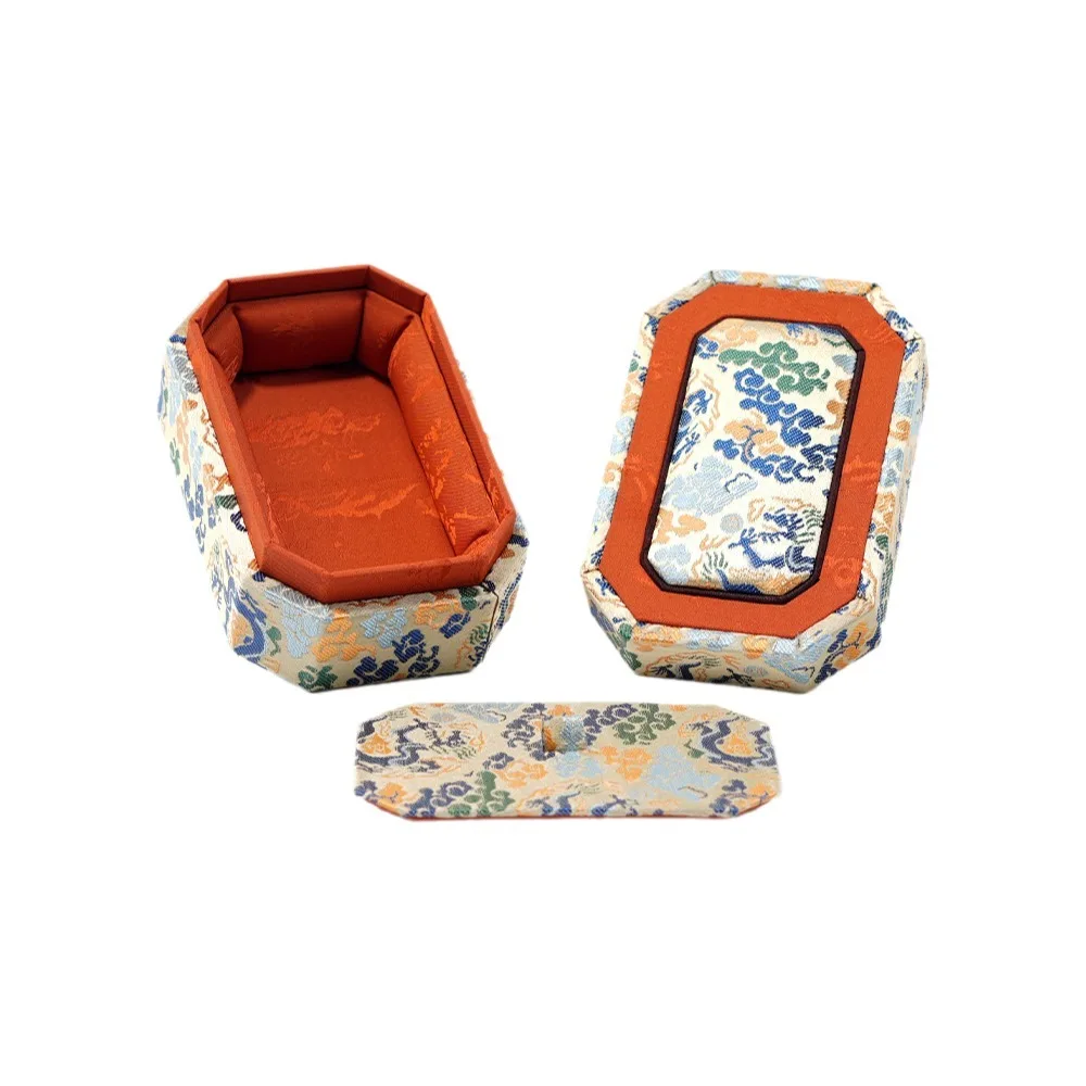 Fabric Brocade Jewelry Box Multiple Colors Hard Shell Double Lid Jewelry Box Chinese Style Wear-Resistant Bangle Storage Box