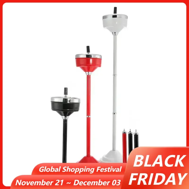 Adjustable Height Floor Stand Vertical Rotating Ashtray with Lid for Elevator KTV Living Room Windproof Receptacle Stand Ashtray