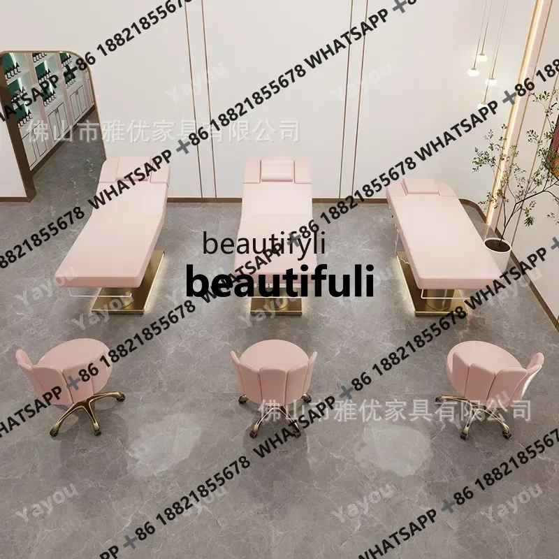Golden Stainless Steel Electric Beauty Bed Beauty Salon Massage Couch Tattoo Tattoo Embroidery