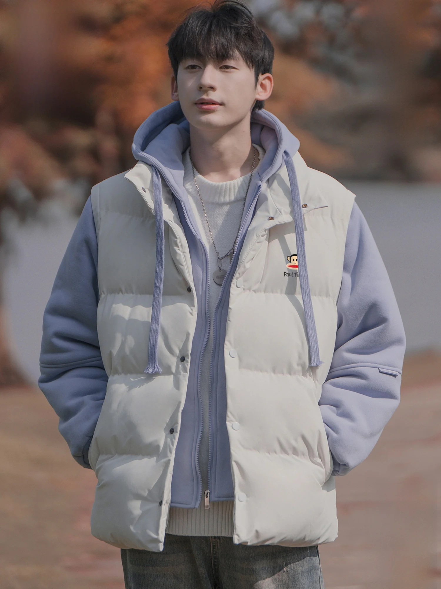 

Мужская зимняя куртка Paul Frank Large-Mouth Monkey Trendy Color Blo с капюшоном, свободного кроя, утепленная, из хлопка, в стиле ретро