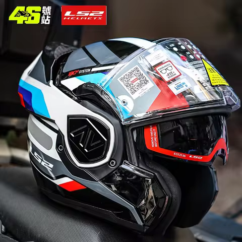 LS2 FF906 Advant Flip Up Full Face Helmets Motorcycle Modular Double Visor Helmet built-in Lens ECE Capacete Moto New Arrival