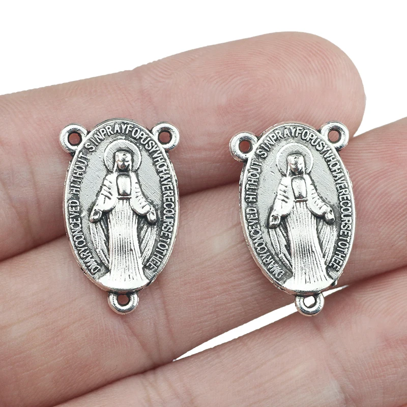 10 Pieces 23*24mm Mixed Alloy Antique Silver Color Jesus Charms Vintage Pendant Accessory For DIY Jewelry Making