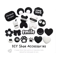 Accesorios para zapatos de goma suave de PVC con letras de oso de dibujos animados, accesorios de decoración para sandalias DIY, hebillas de zapatos encantadoras, regalo bonito