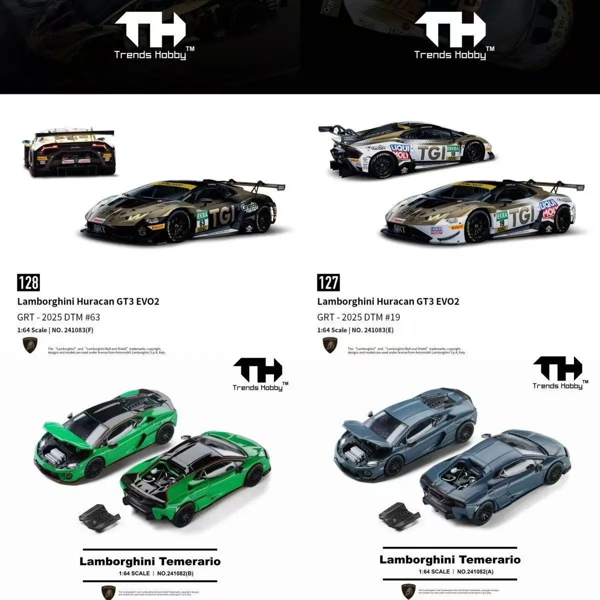 Trends Hobby 1:64 Lamborghini Porsche GT3 Le Mans 2024DTM2025 Rennwagen-Legierungsmodell