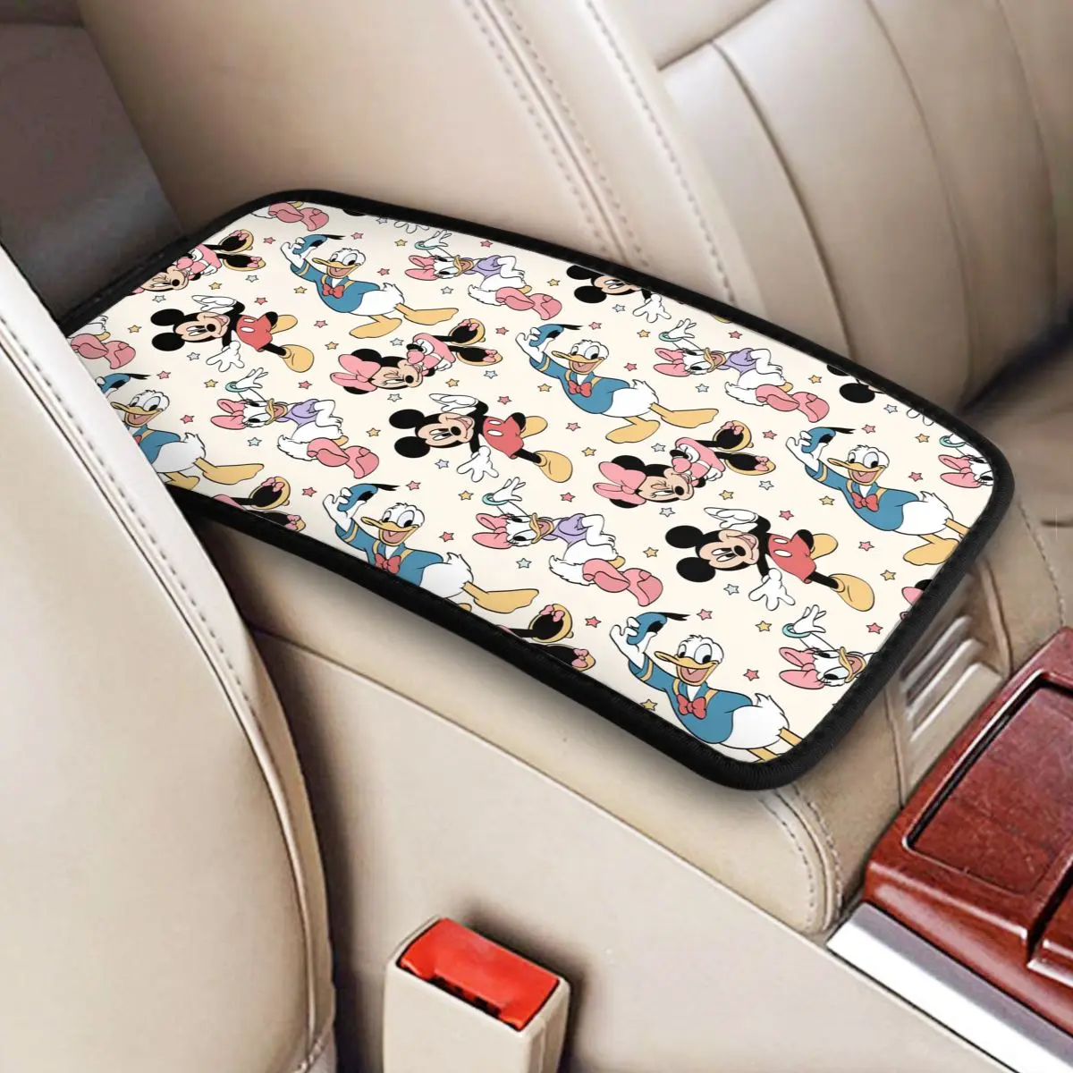 Mickey And Minnie Auto Center Console Pad Waterproof Car Interior Decor Armrest Seat Box Cover for Most SUV Truck