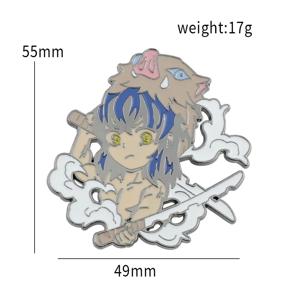 Anime Demon Slayer Agatsuma Zenitsu Hashibira Inosuke Rengoku Kyoujurou Kamado Tanjirou Kamado Nezuko Brooch Metal Enamel Badge