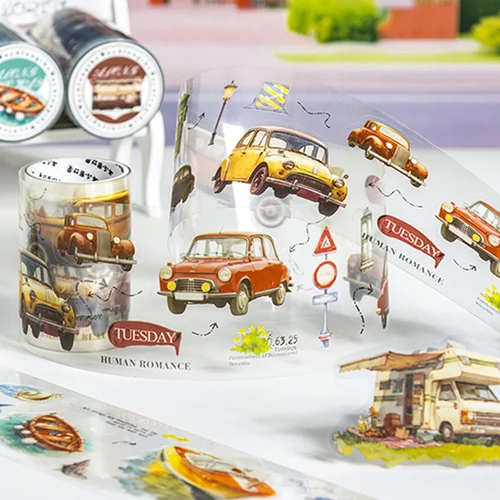 Imagen 2 del producto Mr. Paper-Cinta adhesiva de transporte, 1 rollo, cinta de paisaje PET, registro, gastos de viaje en el hogar, accesorios de decoración de libros de mano