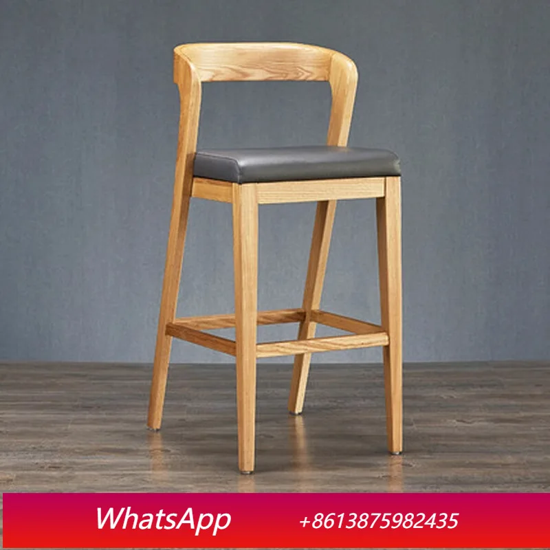 

Современный простой барный стул из массива дерева, высокий стул для бара/кафе, креативный барный стул
