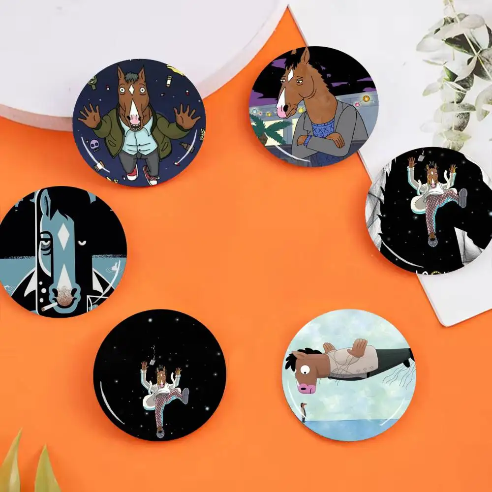 B-BoJack C-Cartoon H-Horseman-n Badges 25 32 44 58 75 mm Round Cosplay Pin Bag Decor Fans Collect Friends Gifts Brooch Souv