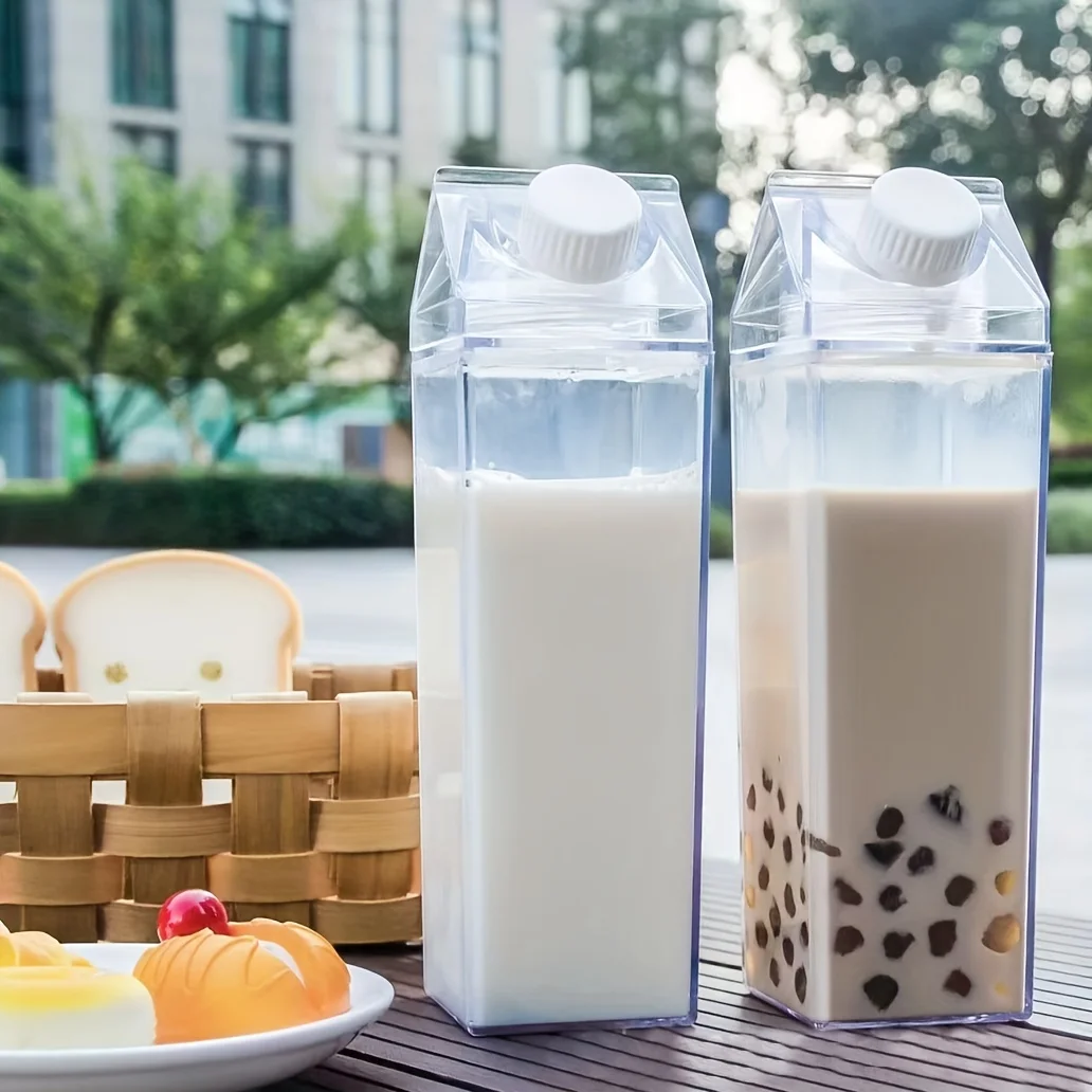 500/1000ml Milk Carton Water Bottle For Juice Tea Milk Bottles Transparent Plastic Portable Clear Box Drinking Cup