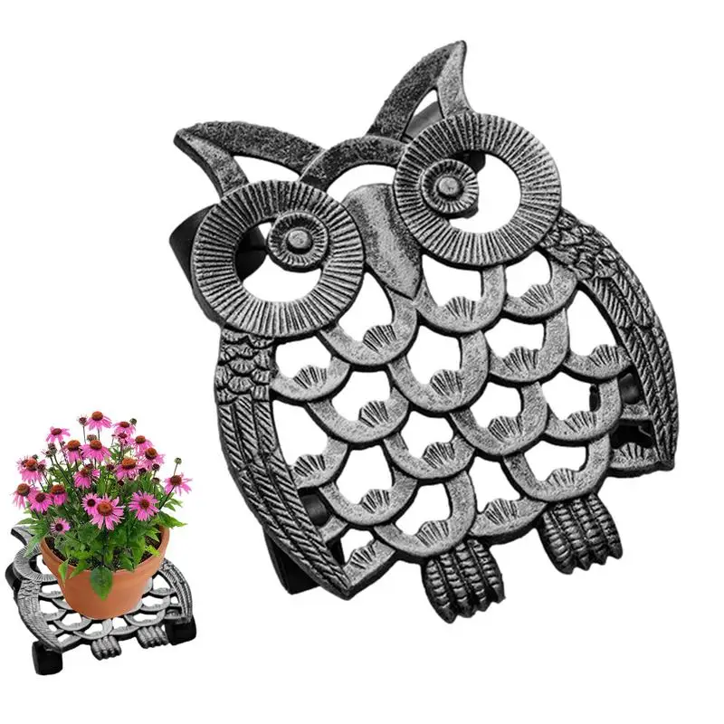 360 Degree Retro Plant Moving Trays Floral or Owl Patterns Trolley for Gardening, Indoor and Outdoor Use Moving Potted Planters