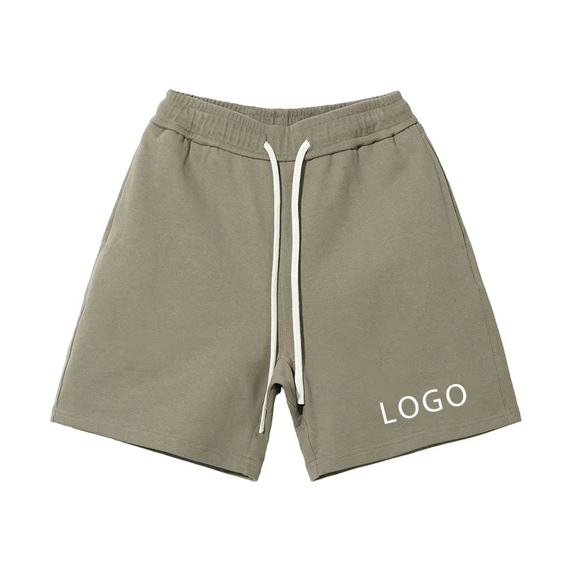 

Custom LOGO Men's 380G Double Strands 100% Cotton Terry Shorts Woven Inner Loose Casual Pants