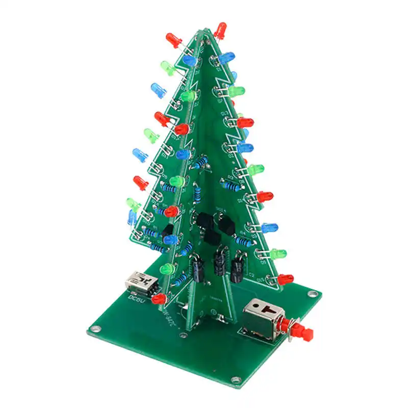 Colorful Christmas tree DIY kit LED water light flash board electronic production pieces fun welding practice kit