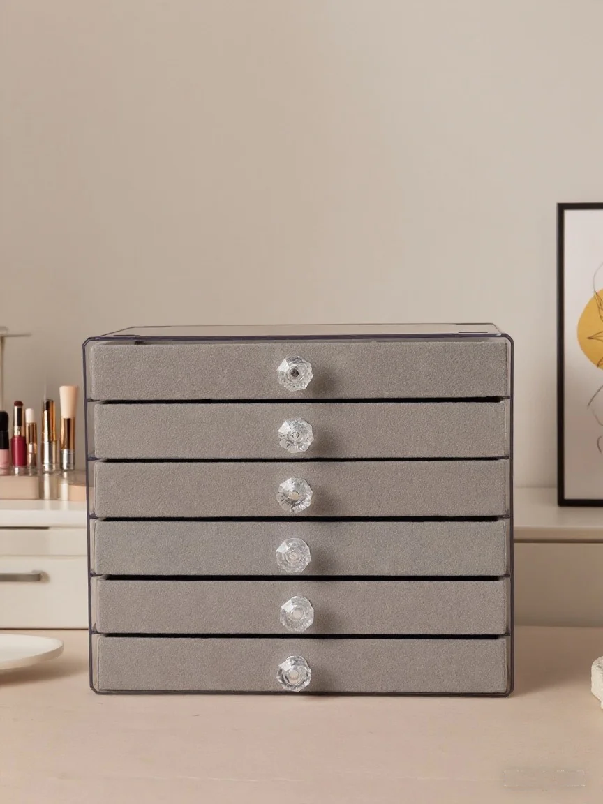 

Шестиярусная акриловая настольная шкатулка для украшений большой вместимости, органайзер для серег и гвоздиков, для домашнего использования