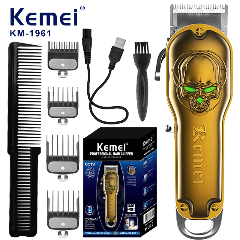 

Kemei Professional Barber Hair Clipper Cordless Hair Trimmer Beard Trimer For Men Electric Adjustable Haircut Machine Set KM1961