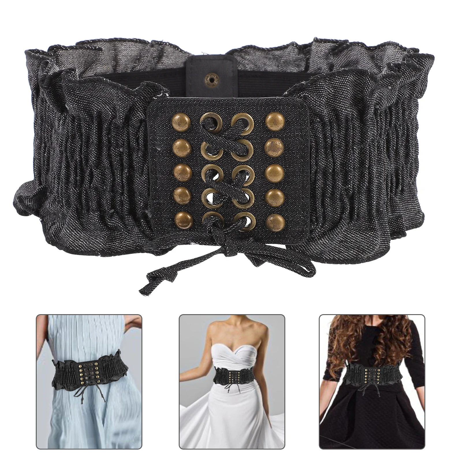 

Girdle Stretch Dressing Belt Women Jeans Waistband Shapewear Macrame Denim Trainers for Knitted Tassel