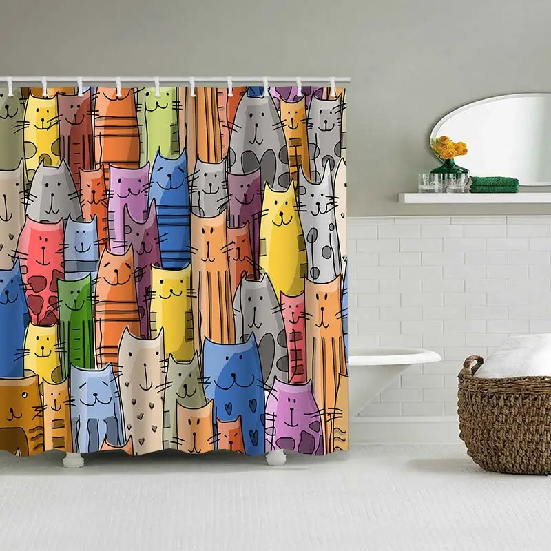 Carton Animal Bathing Curtain  Bathroom Shower Curtain Waterproof With 12 Hooks Home Deco Free Ship