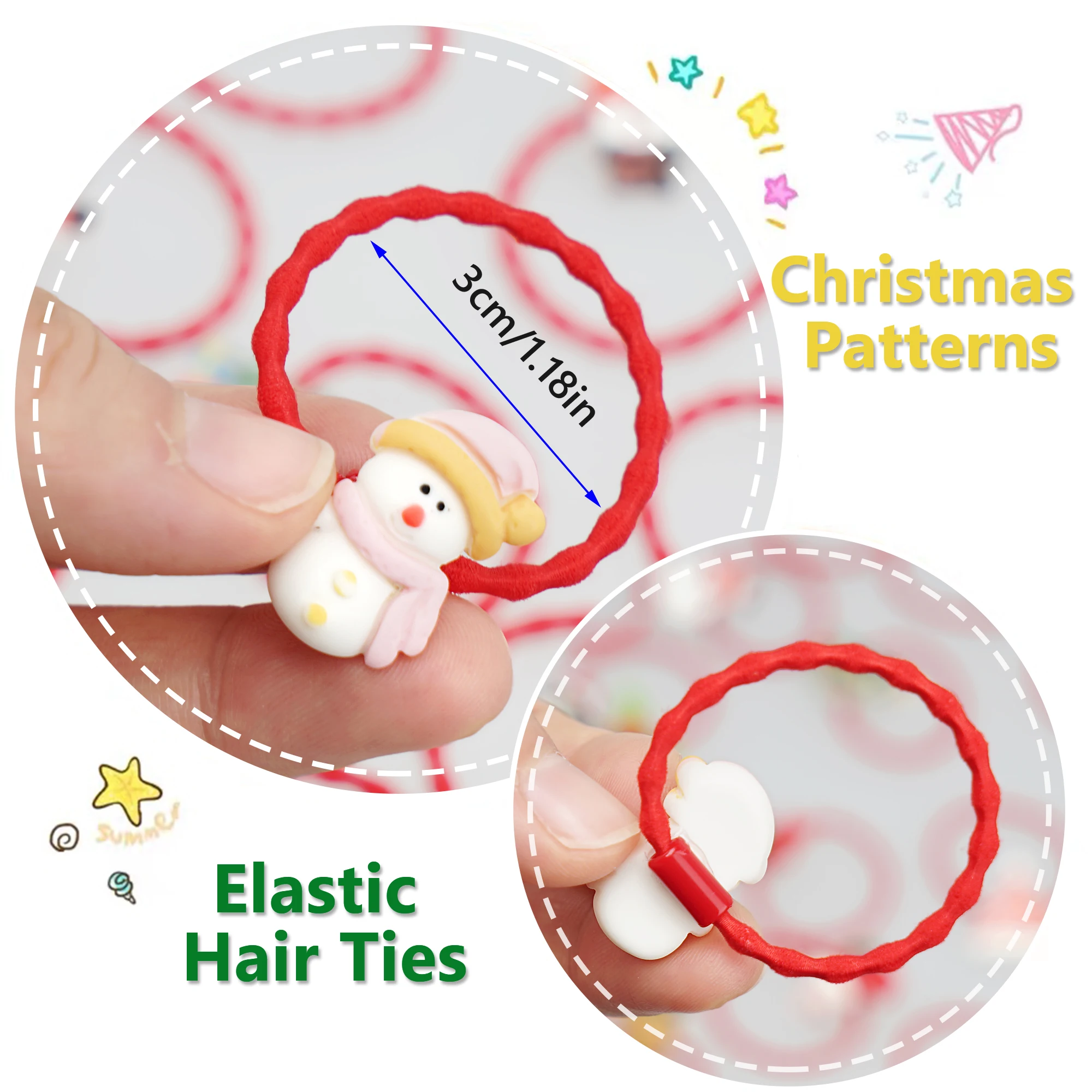 20Pieces Baby Girls Hair Ties Cute Patterns Baby Elastic Hair Bands Christmas Hair Accessories for Infants Toddlers Kids