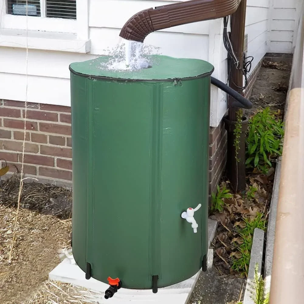 

132 Gallon Collapsible Rain Barrel, Large Garden Water Storage Tank, Portable Folding Rainwater Collector