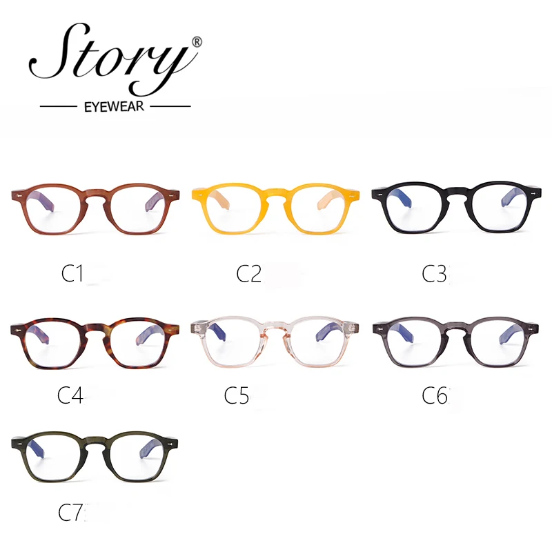 STORY Classics Rivet Blue Light Blocking Glasses Men Women Vintage Tortoise Round Anti Blue Light Eyewear Clear Glasses PS22768