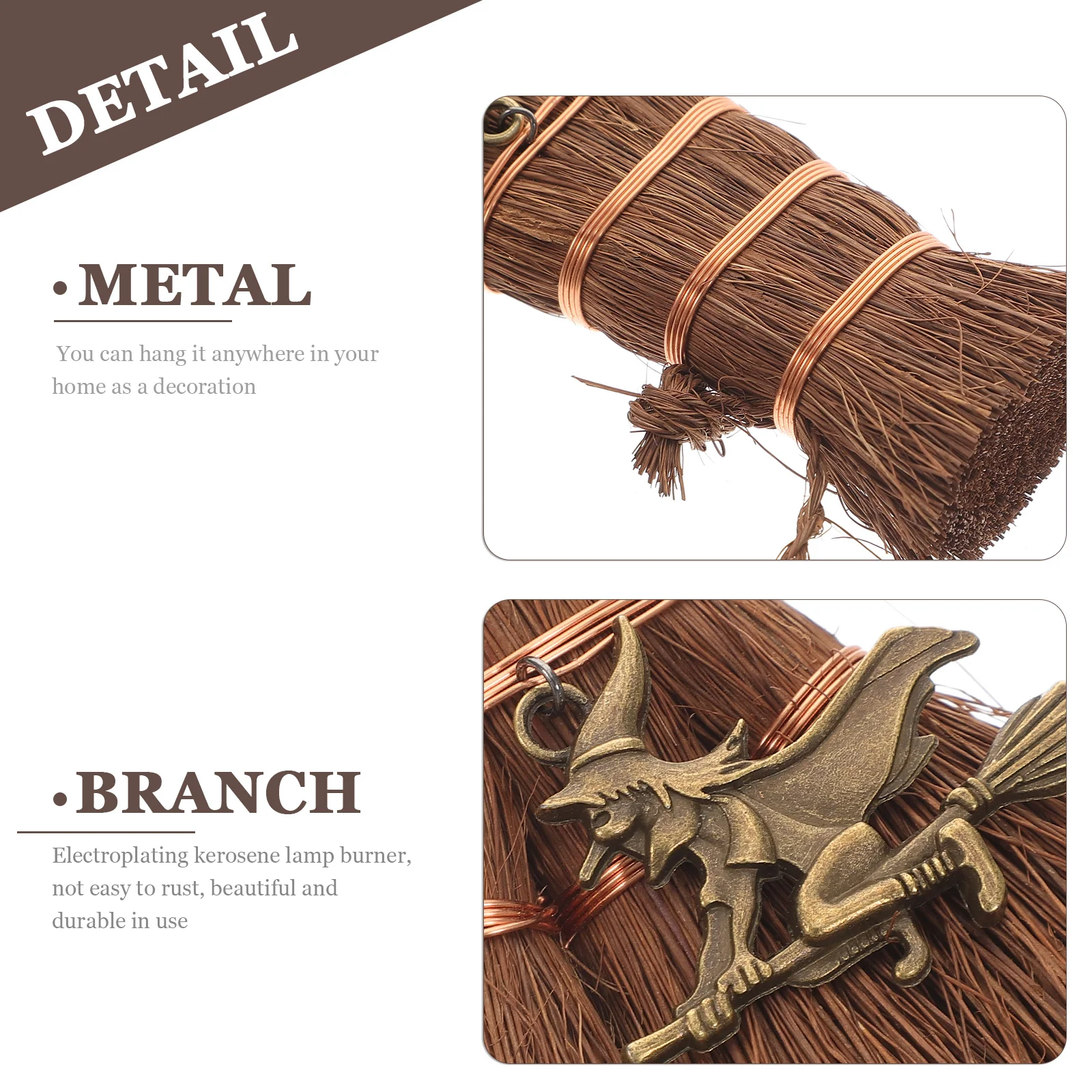 

Witch Broom Charm Pendant Metal Branch Halloween Party Decor Car Hanging DIY Craft Witch Charms DIY Craft Pendant