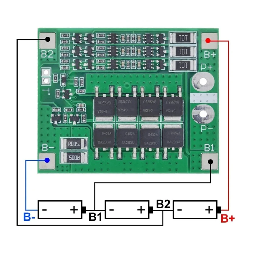 3S 25A Li-ion 18650 Battery Protection Board with Balance BMS PCM Lithium Battery Charger Protection Board for Lipo Cell Module