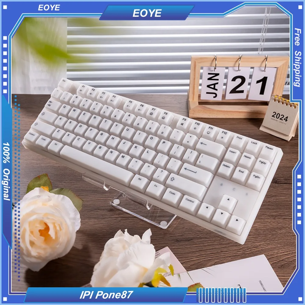 

IPI Pone87 Silicone Mechanical Keyboard Full Wrap Transparent PCB Comfortable Feeling Lighting Kaihua Tri-mode 87Keys Ergonomic