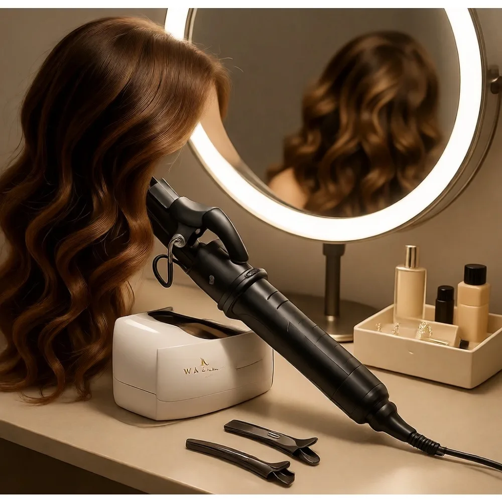Professional 1.5 Inch Tapered Curling Wand with Ceramic Barrel and Adjustable Temperature for Long Lasting Curls
