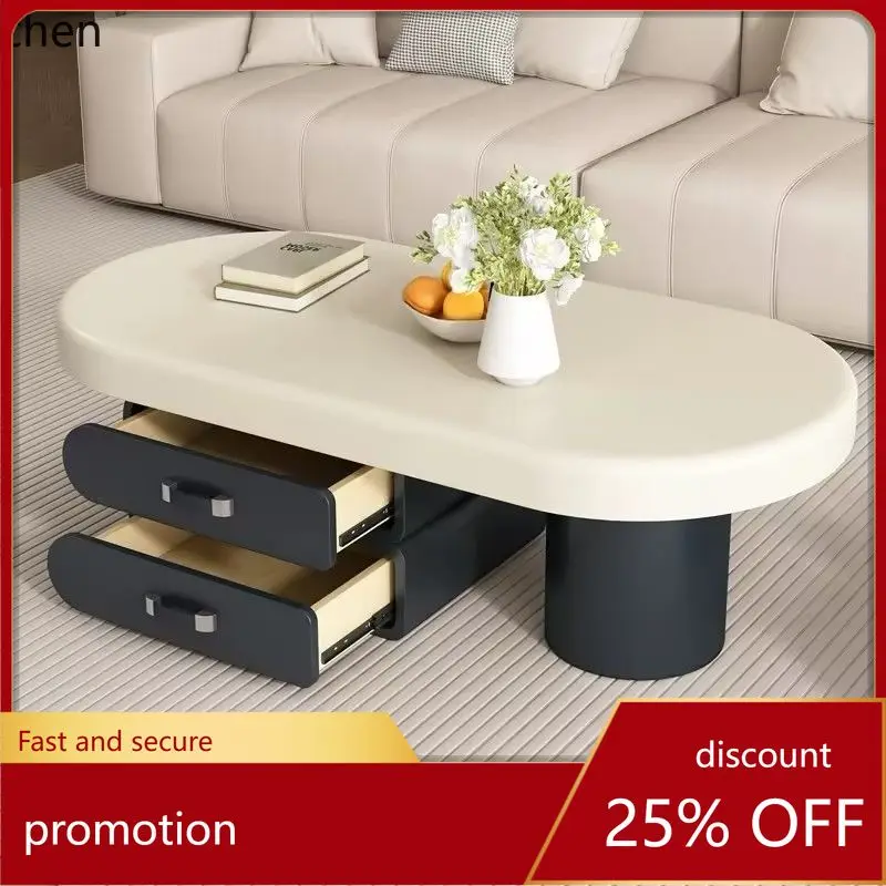 

CZ Living Room Home Coffee Table Small Apartment Simple Modern Sense Oval Shape High-end Feel