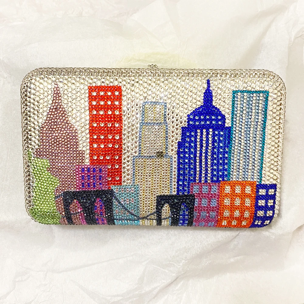 Customized Diamond Evening Bag Leaves Green/Orange Wedding Party Purses Bridal Prom Clutch Dinner Women Purse And Handbags
