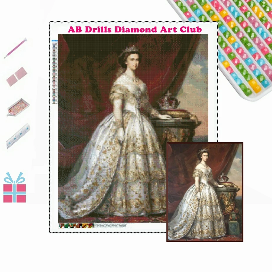 5D DIY AB Drills Diamond Painting Bavaria Princess Sissi Elisabeth Amalie Eugenie Cross Stitch Embroidery Mosaic Home Decor