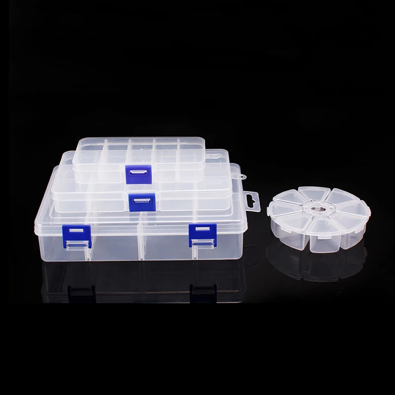 

12 Sizes Plastic Storage Jewelry Box Compartment Adjustable Container earring box jewelry rectangle Box Case for Jewelry Display
