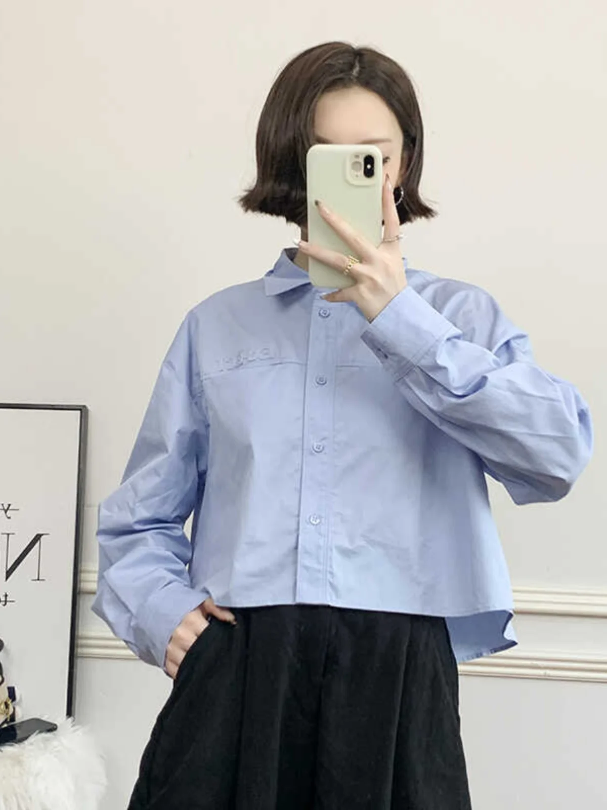 

Хлопковая вышитая рубашка свободного кроя с открытыми плечами, универсальная, из чистого хлопка, весенняя новинка.