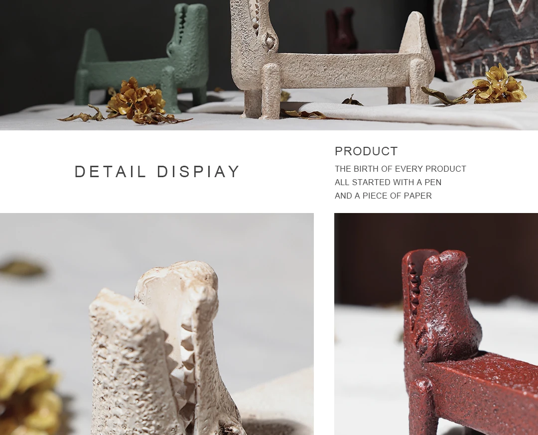 Modern Creative 3 Colors Crocodile Figurines Resin Crafts Desktop Decoration Bedroom Study Pen Holder Placed Living Room Porch - view 5