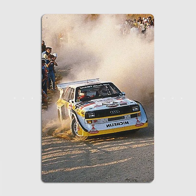 WRC Quattro Drift - Rally Car Performance Posters Metal Sign Poster Wall Room Decor Automobile Club Vintage Home Decor