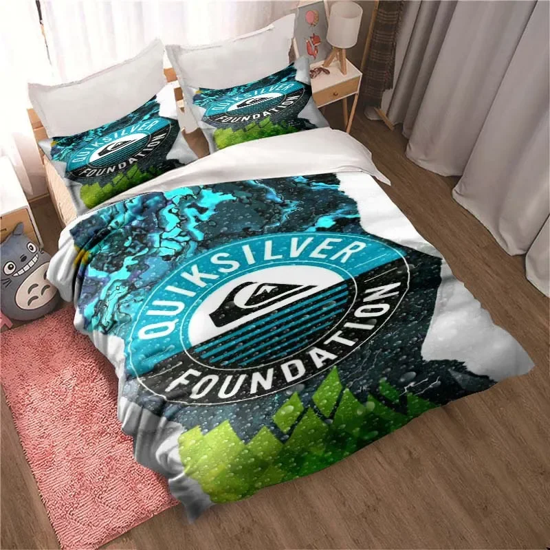 

Surfboard Quiksilver Brand Logo Sheets Quilt Covers Bedding Dormitory Three-piece Bedding Set Three-piece Soft Warm Bedding Set