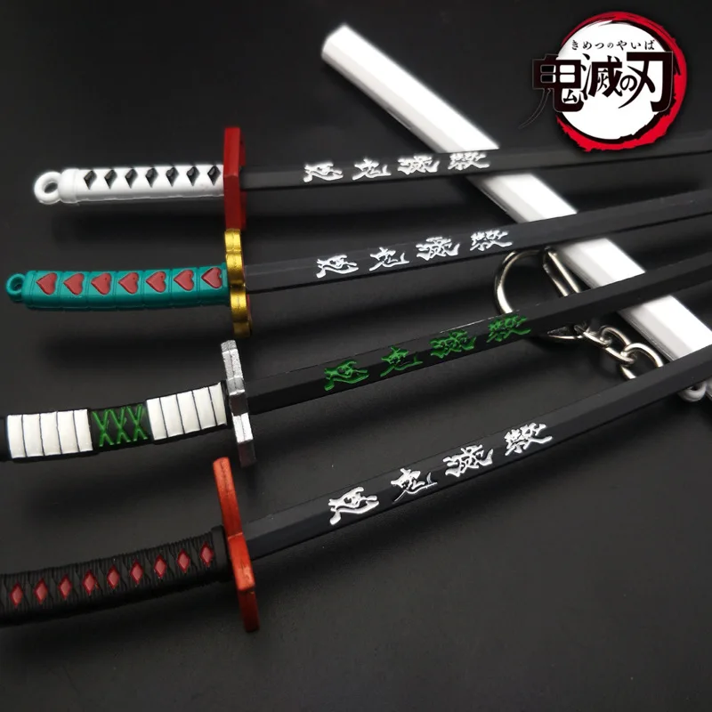 Alloy Demon Slayer Katana Swords Mini Anime Kimetsu No Yaiba Key Chain Ring Real Size Japanese Samurai Swords Home Decoration