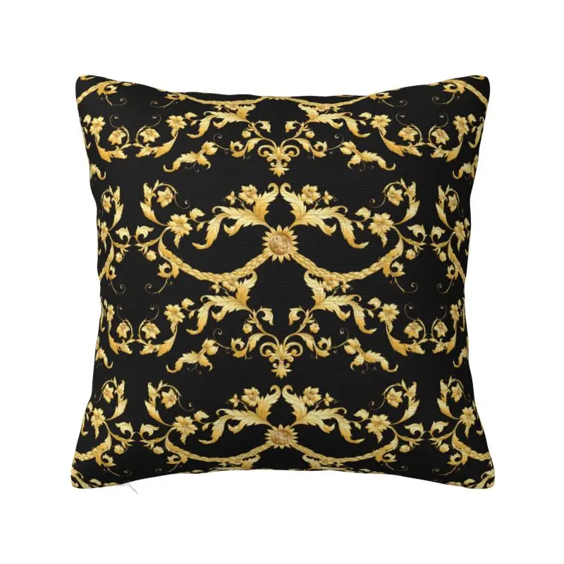 Luxury Luxury Golden European Floral Cushion Cover for Sofa Velvet Baroque Victorian Art Pillow Case Bedroom Decoration