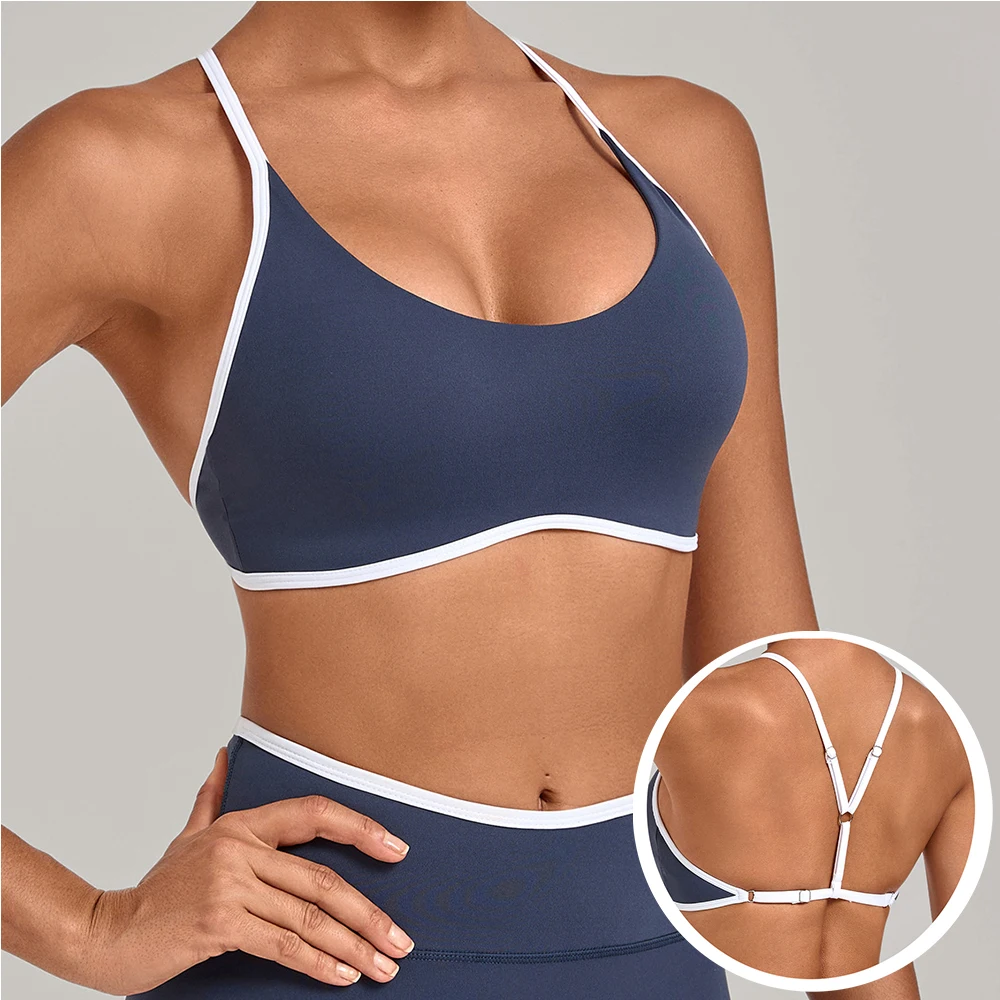 Women Push Up Sports Bra Fitness Vest Top Running Workout Tank Gym Underwear Adjustable Y‑Back Strap Breathable Soft Padded Bra